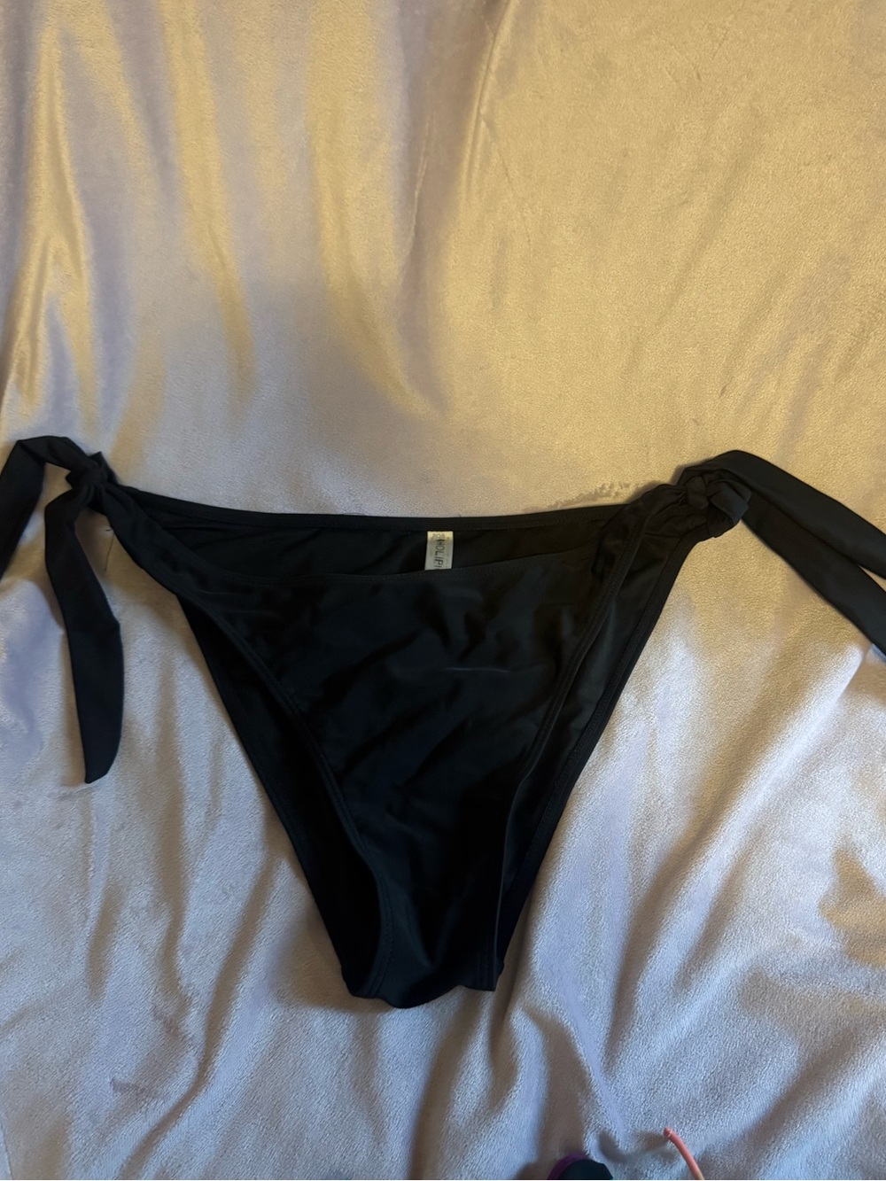 Women's Black Tie-Side Bikini Bottom - Sleek Adjustable Swim